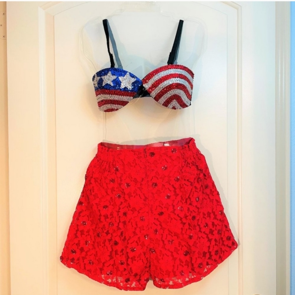 Vintage Fredericks of Hollywood Sequin Bra top & short set